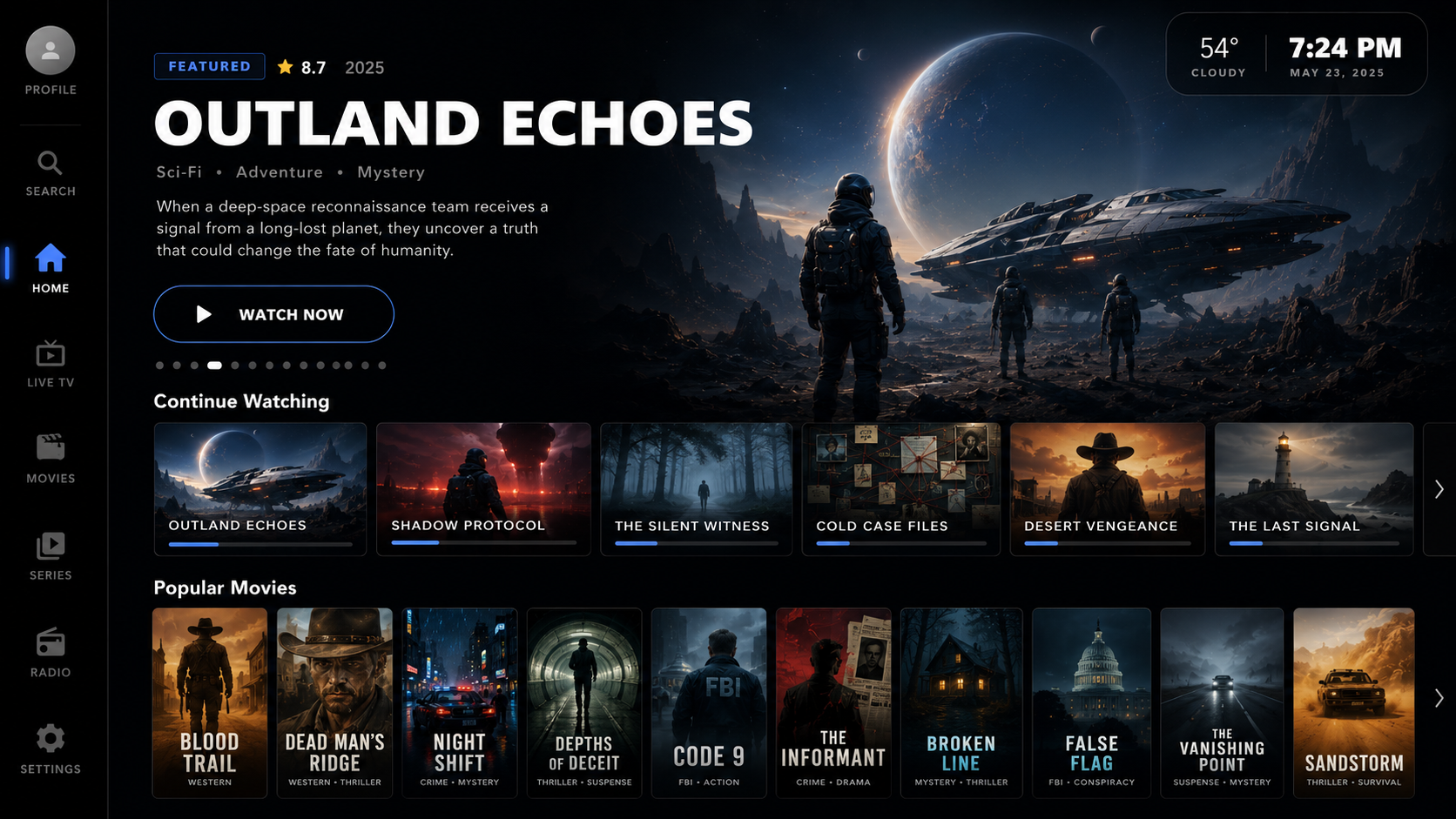 AXOM Player Home Screen