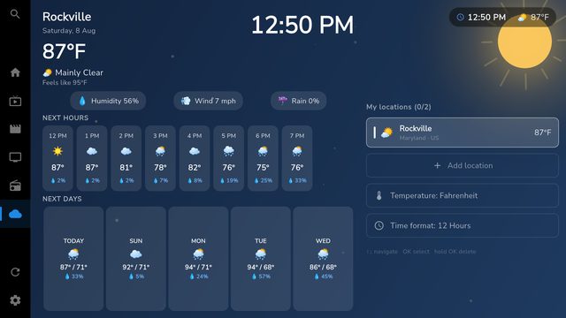 AXOM Player weather panel