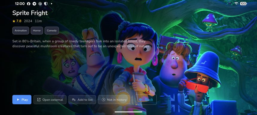 AXOM Player movie detail on a tablet