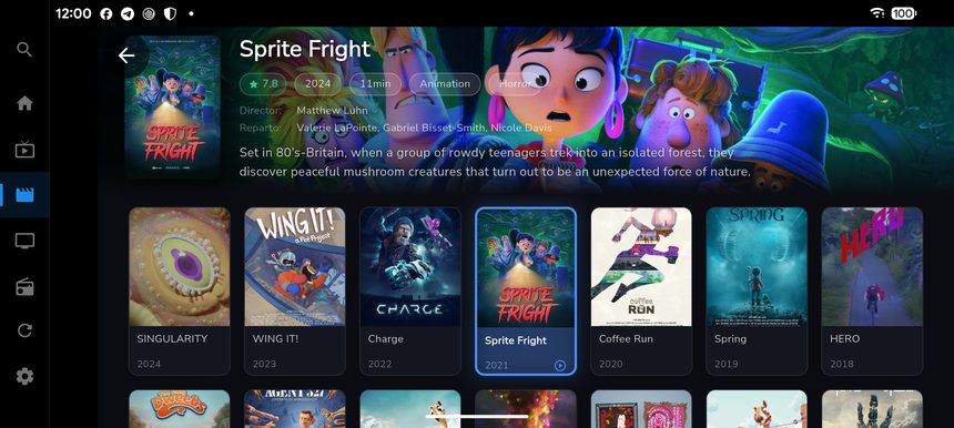 AXOM Player movies on a tablet